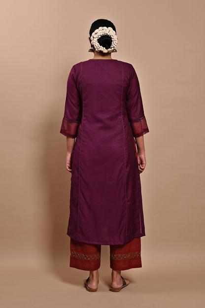 Purple Handloom Silk Kurta