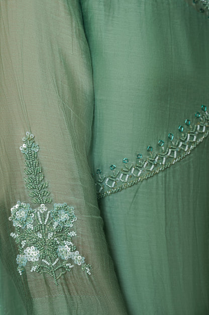 Emerald Green Fine Chanderi Kurta Set