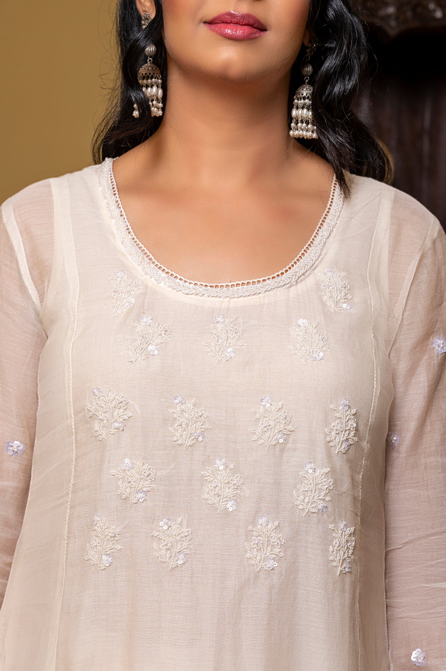 White Fine Chanderi Kurta