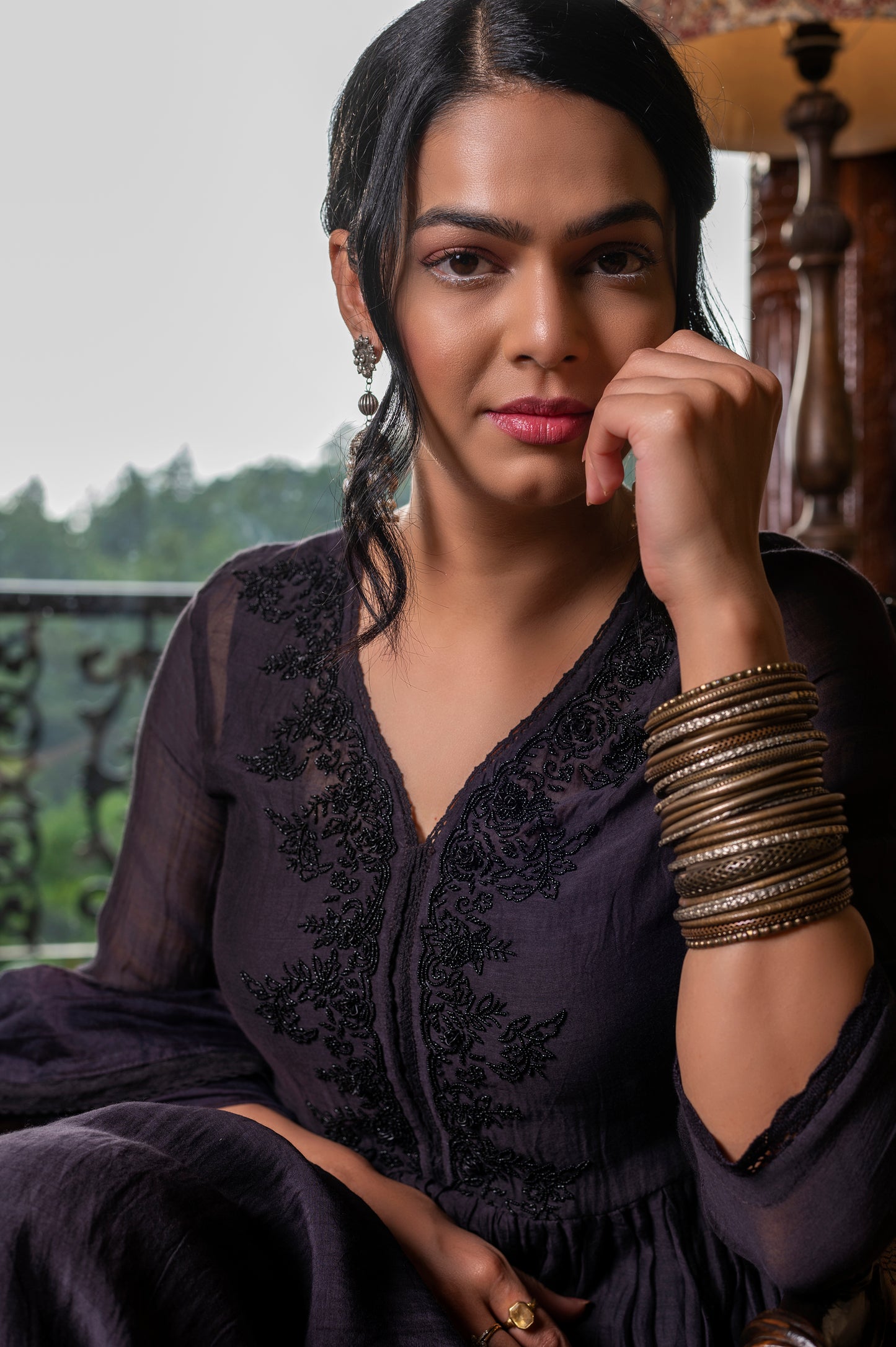 Black Fine Chanderi Kurta