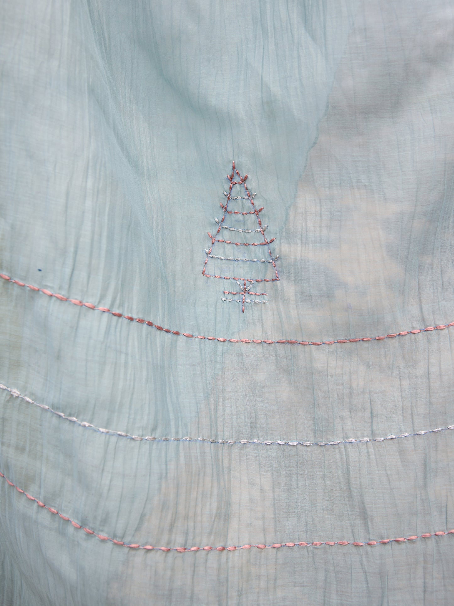 Sea Blue mul Chanderi Threadwork Dupatta