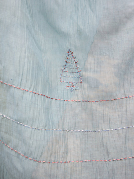 Sea Blue mul Chanderi Threadwork Dupatta