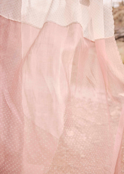 Old Rose and White Printed Dupatta