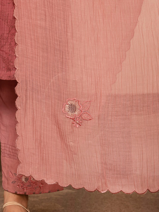 Dark onion pink Mul Chanderi Dupatta